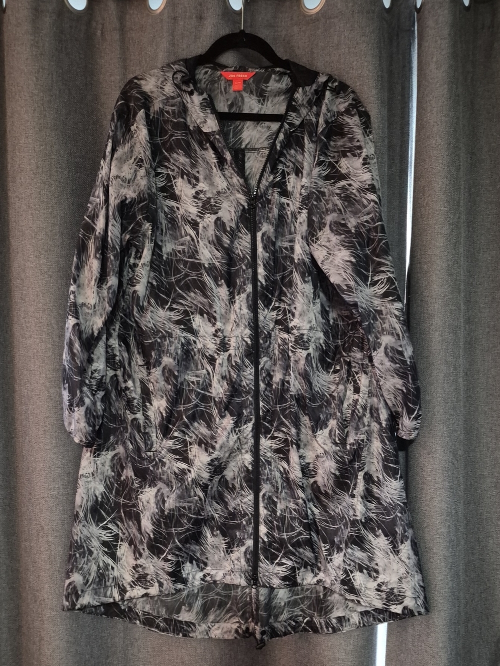 JOE FRESH Black & White Abstract Print Hooded Jacket